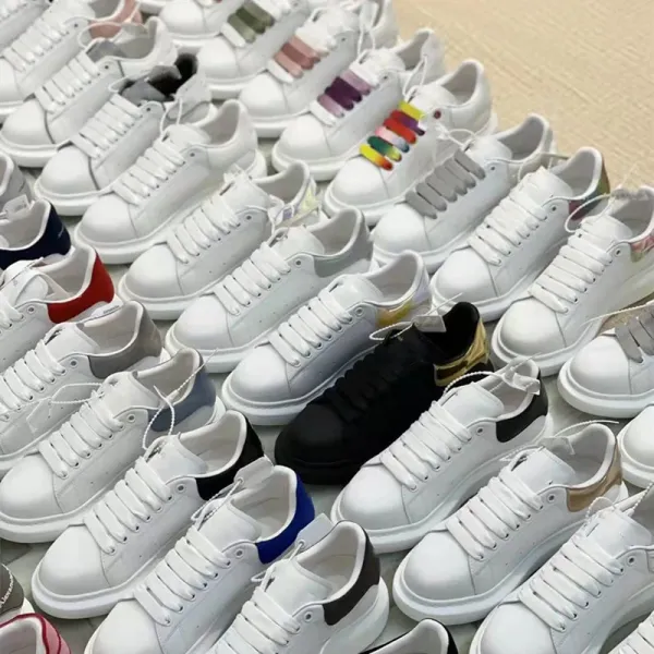 Alexander McQueen Oversized Sneaker White with Royal Blue Heel Tab Sneakers - 2