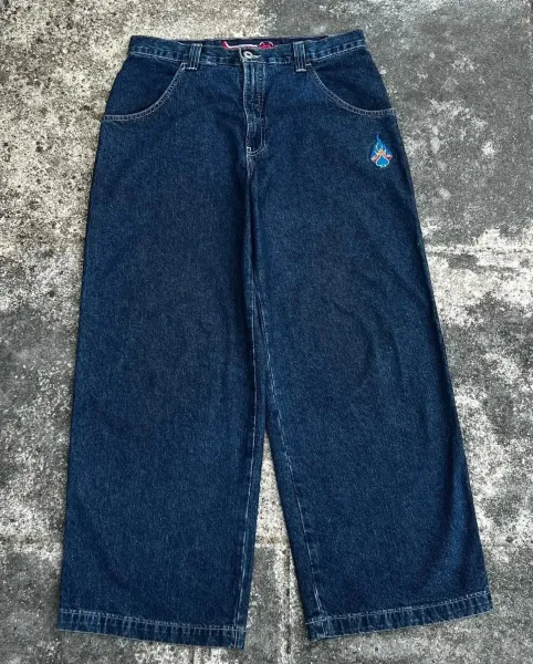 Wrighter Original Skull Patch Wide-Leg Jeans Charcoal - 11