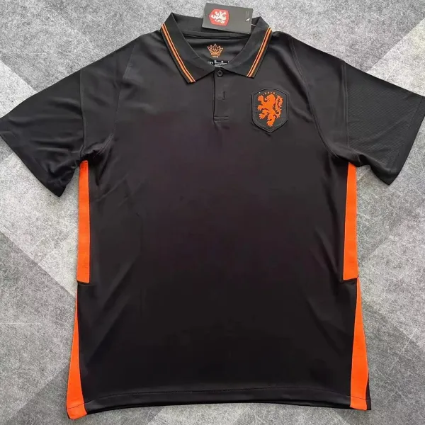 KNVB Netherlands National Team Training Polo Black Orange - 1
