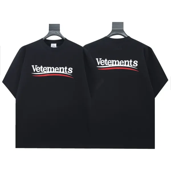 Vetements Logo Print Black T-Shirt - 1