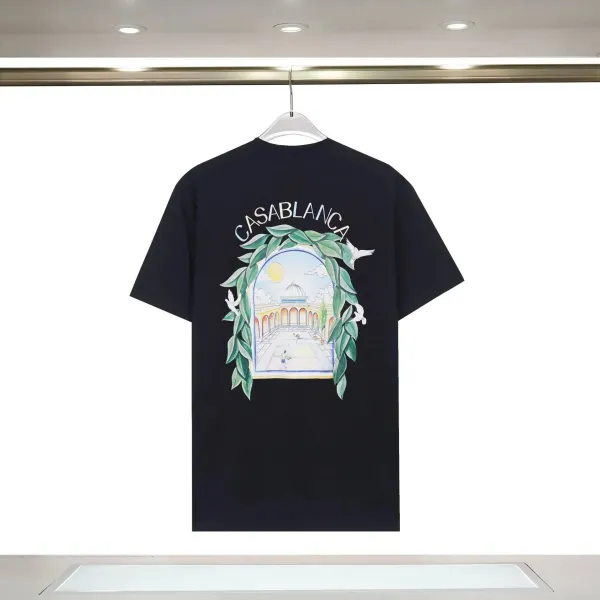 Casablanca Tennis Court Print Black T-Shirt - 1
