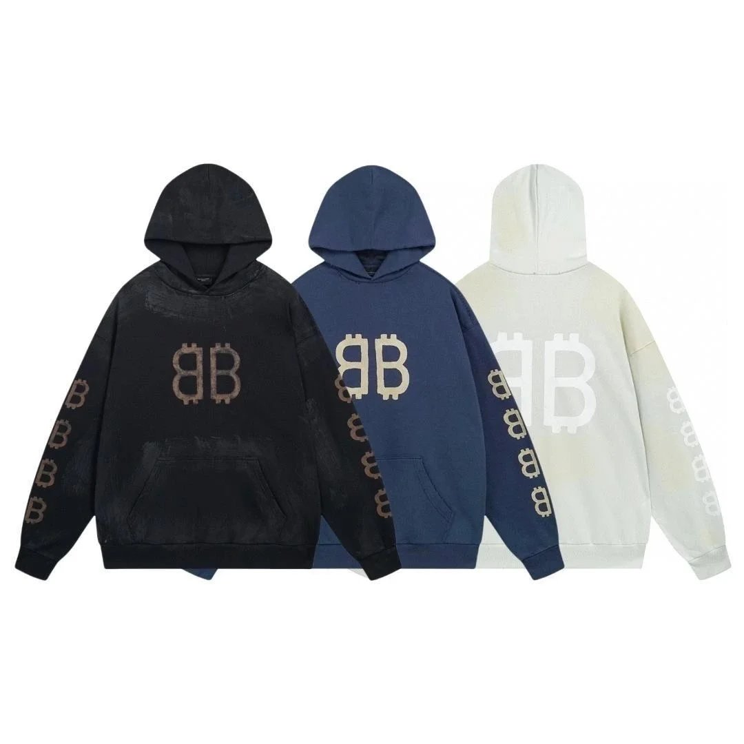 Bitcoin Hoodie Sweatshirt in Black, Blue, and White