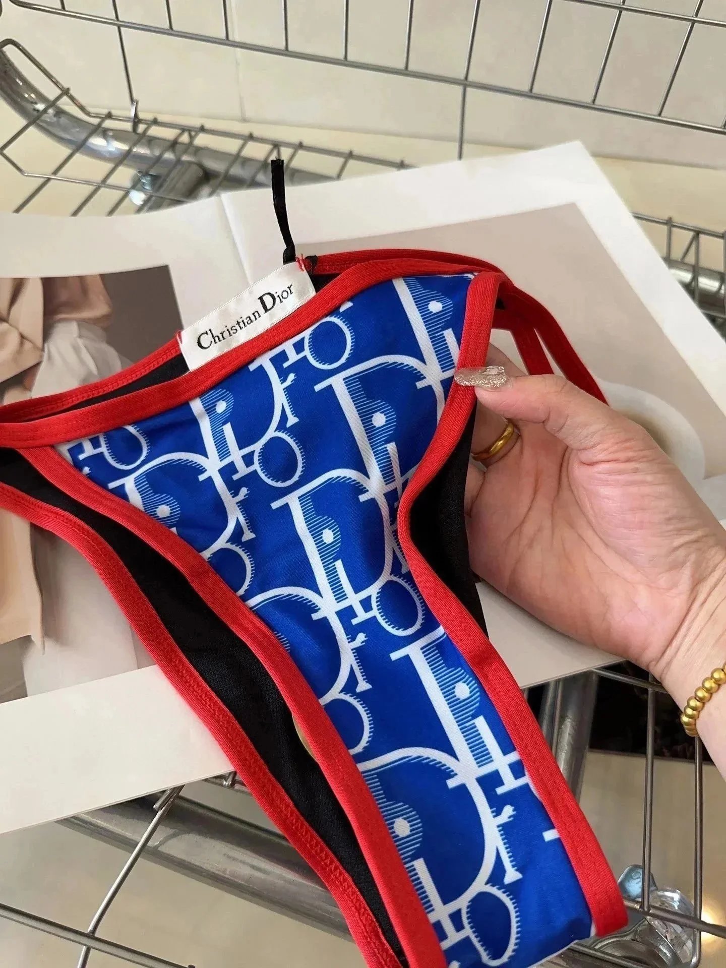 Dior Toile de Jouy Tiger Print Swimsuit Pink White - 8