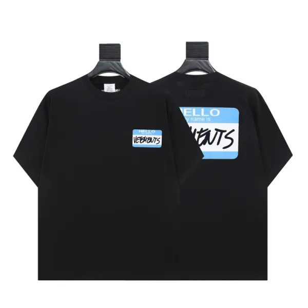 Vetements Hello My Name Is T-Shirt Black - 1