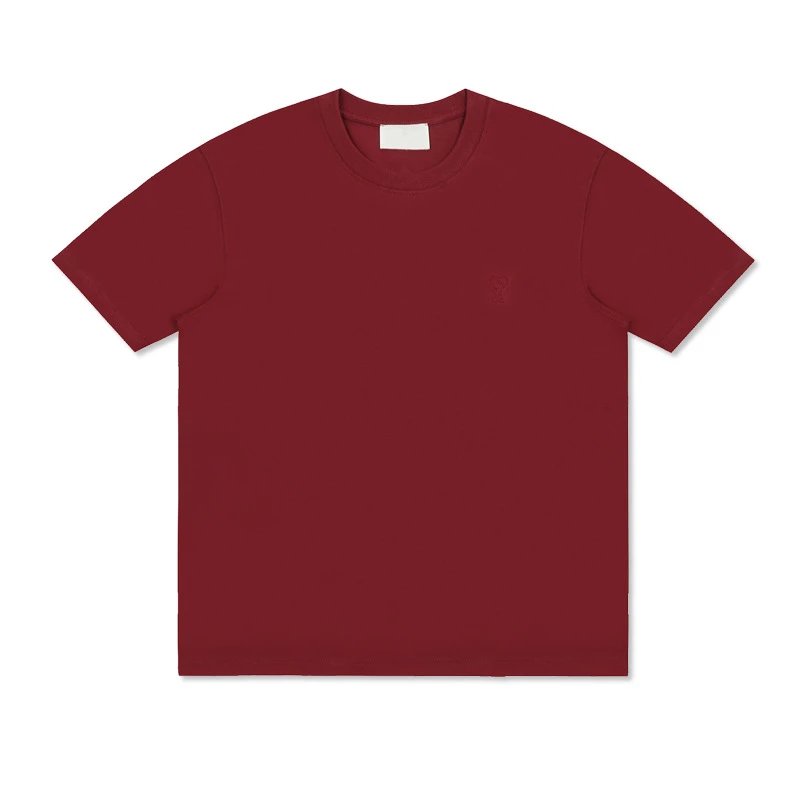 AMI Paris Logo T-Shirt Burgundy T-Shirt - 1