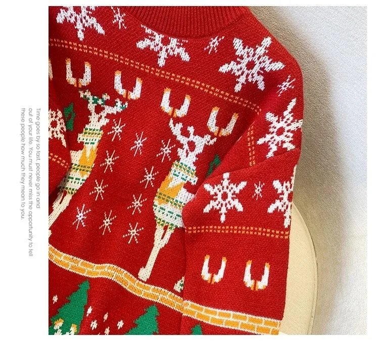 Corteiz Festive Reindeer Snowflake Knit Sweater Red - 4