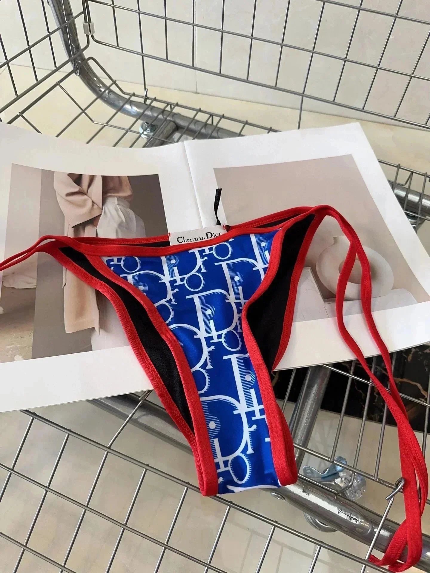 Dior Toile de Jouy Tiger Print Swimsuit Pink White - 7