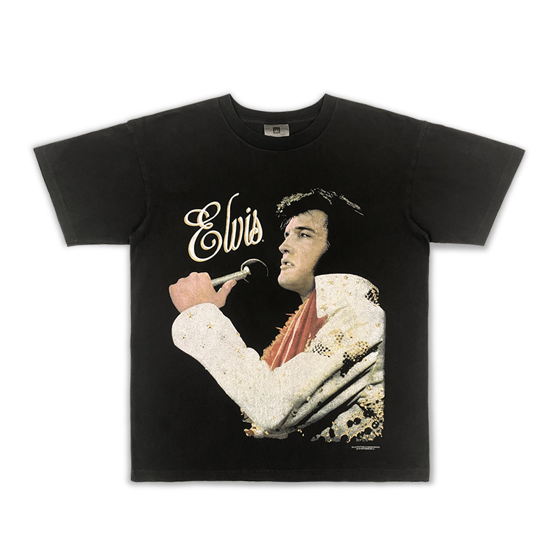Elvis Presley Black T-Shirt with Glitter Jacket Graphic