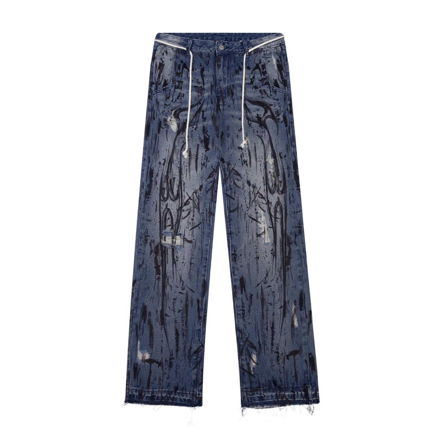 Gallery Dept. Paint-Splatter Distressed Wide-Leg Jeans - 4