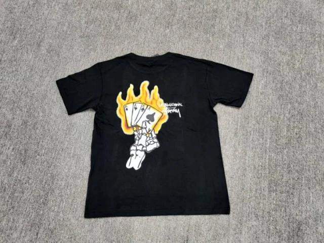 Stüssy T-Shirts Flaming Ace Cards Graphic product detail image 3