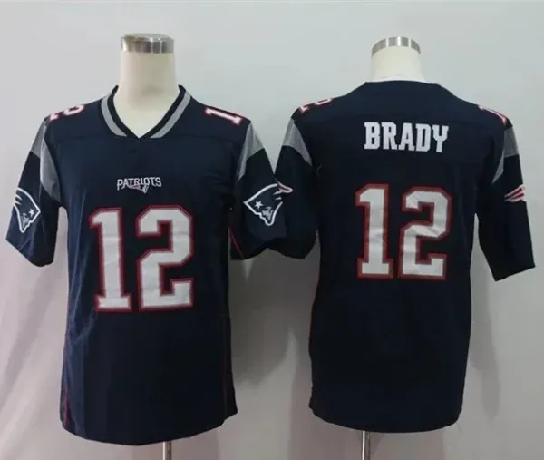 New England Patriots Tom Brady #12 Navy Football Jersey - 1