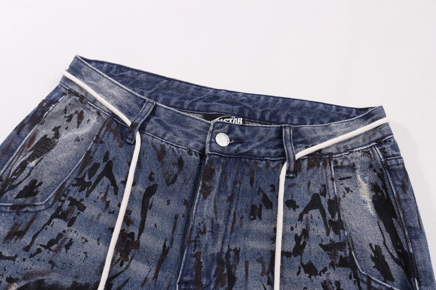 Gallery Dept. Paint-Splatter Distressed Wide-Leg Jeans - 6