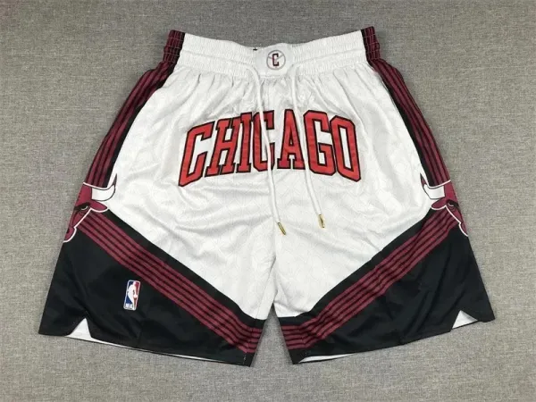 Chicago Bulls City Edition Shorts White Burgundy Black Shorts - 1