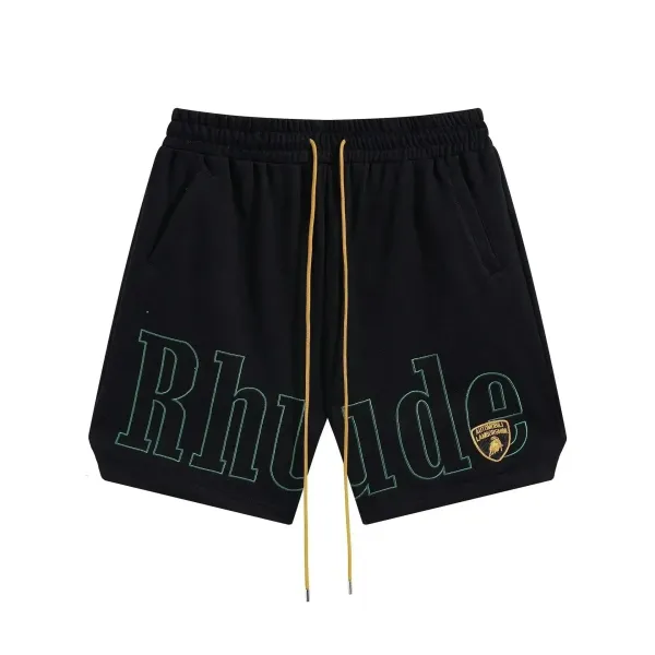 Rhude x Automobili Lamborghini Embroidered Logo Shorts Black - 1