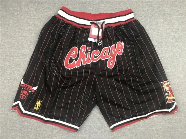 Chicago Bulls NBA Swingman Shorts Black Pinstripe Basketball Shorts - 1