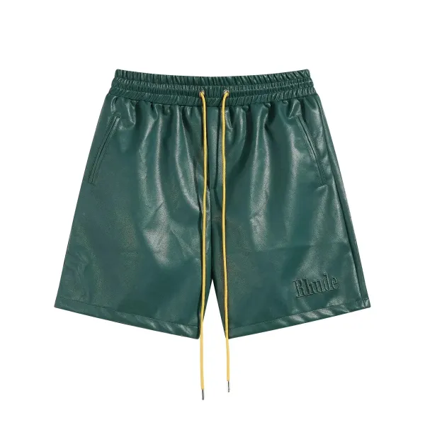 Rhude Leather Shorts Forest Green - 1