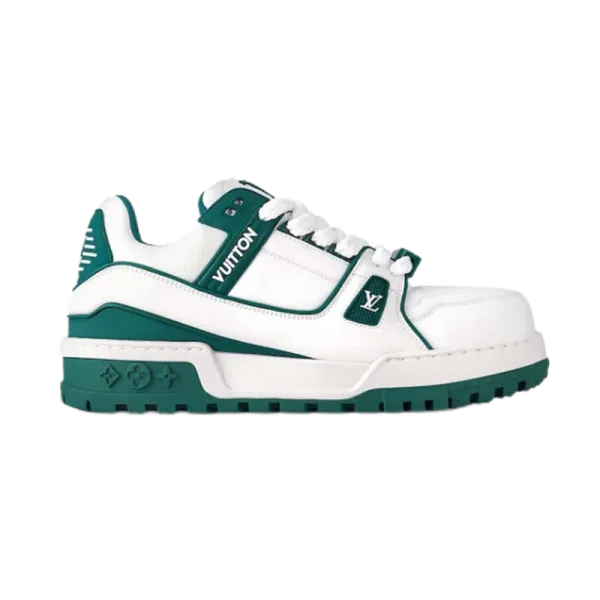 Louis Vuitton Trainer Green and White Chunky Sneakers - 9