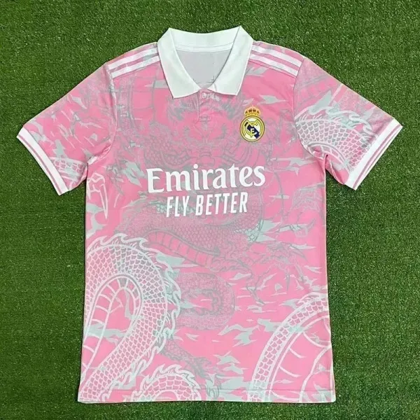 Real Madrid x Adidas Pink Dragon Print Jersey - 1