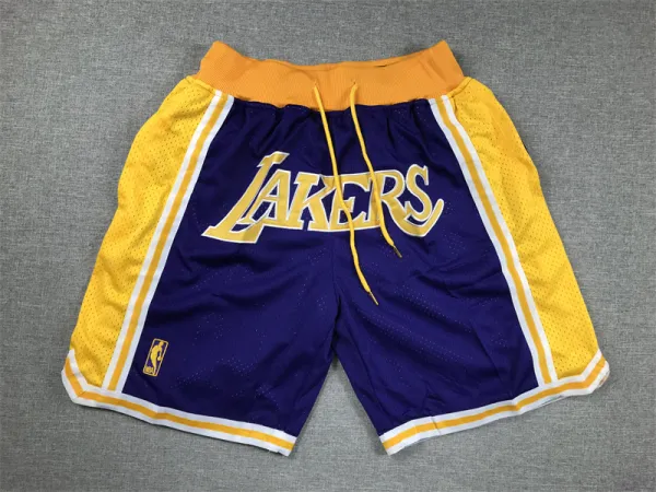Los Angeles Lakers Mesh Shorts Purple Yellow Sporty Shorts - 1
