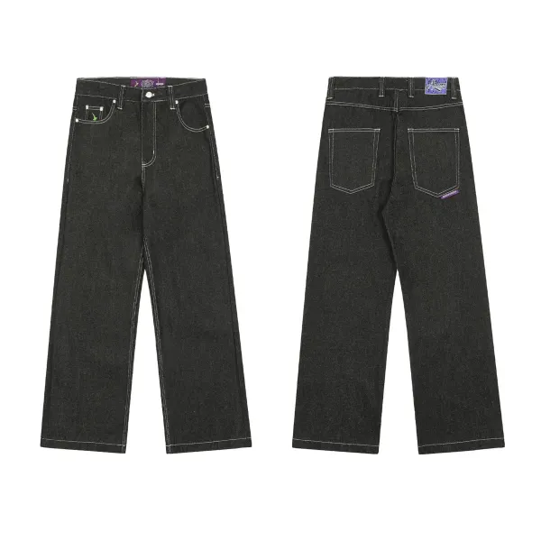 Corteiz Logo Patch Black Raw Denim Jeans - 32