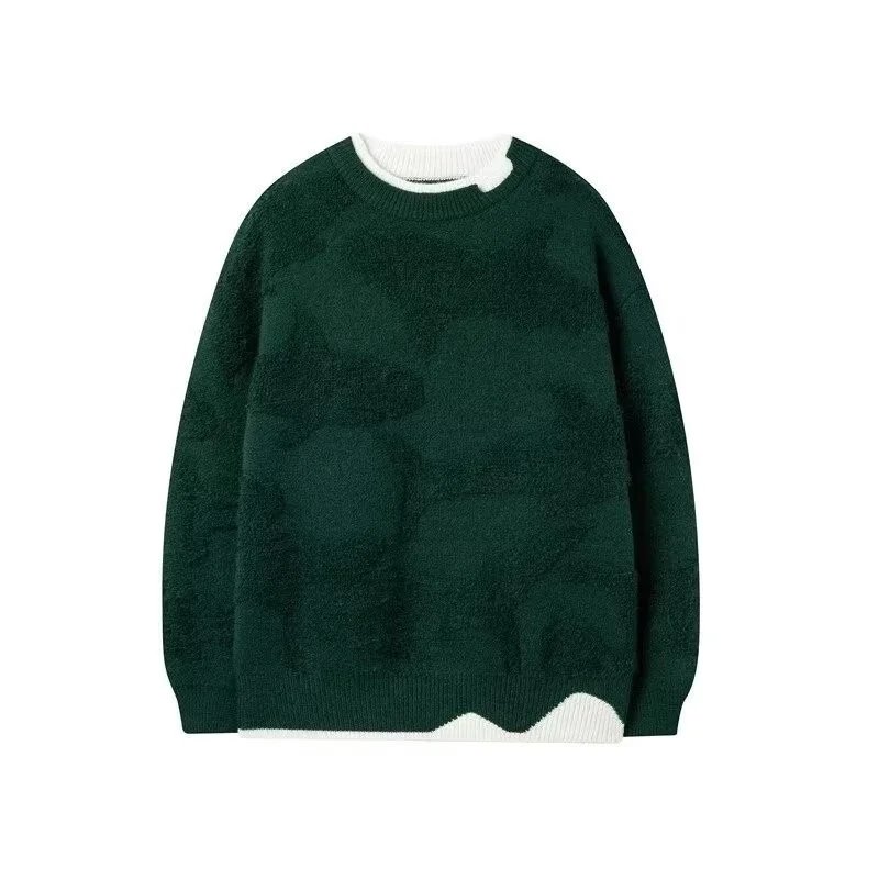 Design Oversized Chenille Sweater Brown with Contrast Ribbing - 5