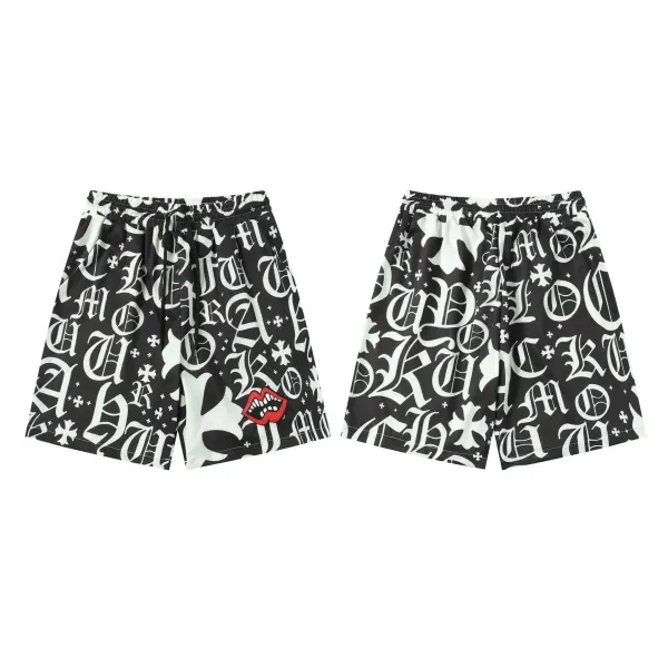 Chrome Hearts x Unknown Brand Gothic Letter Print Shorts Black/White - 1