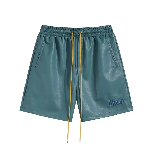 Rhude Leather-Effect Drawstring Shorts Teal - 1
