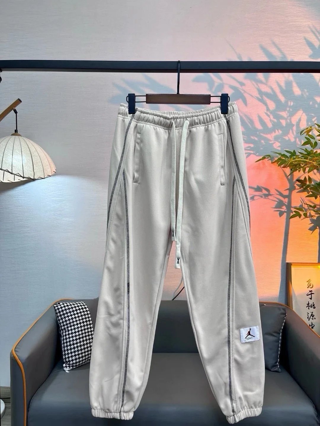 Air Jordan Sweatpants Beige with Contrast Stitching Sweatpants - 4