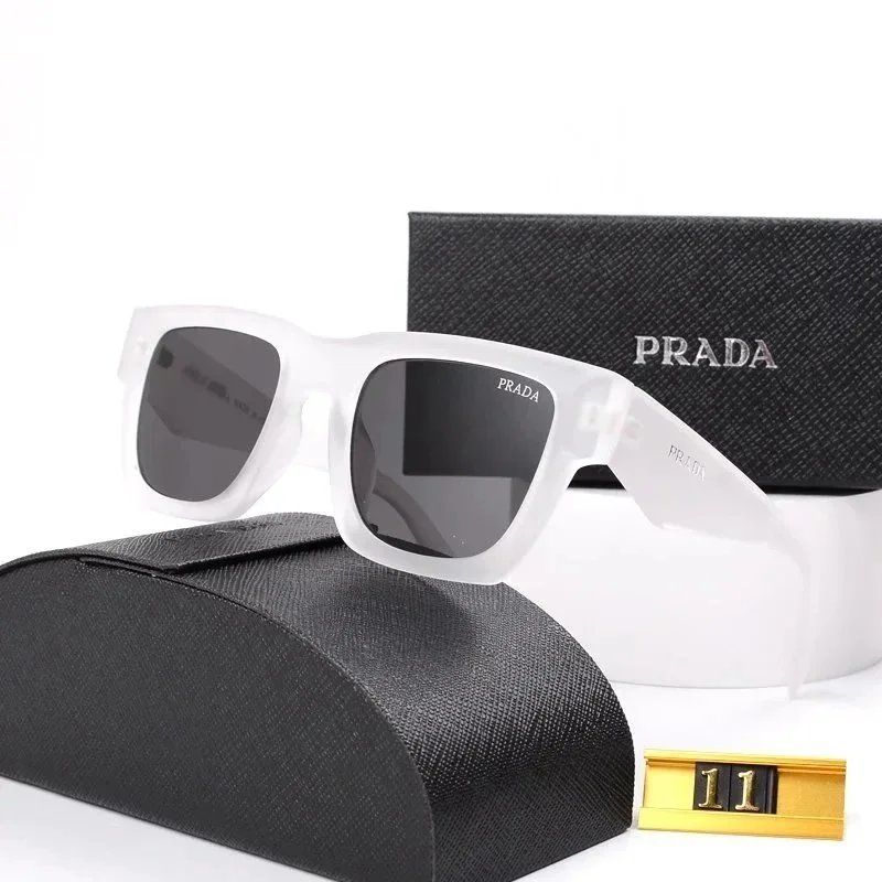 Prada Square Aviator Sunglasses Black Gold Red - 4