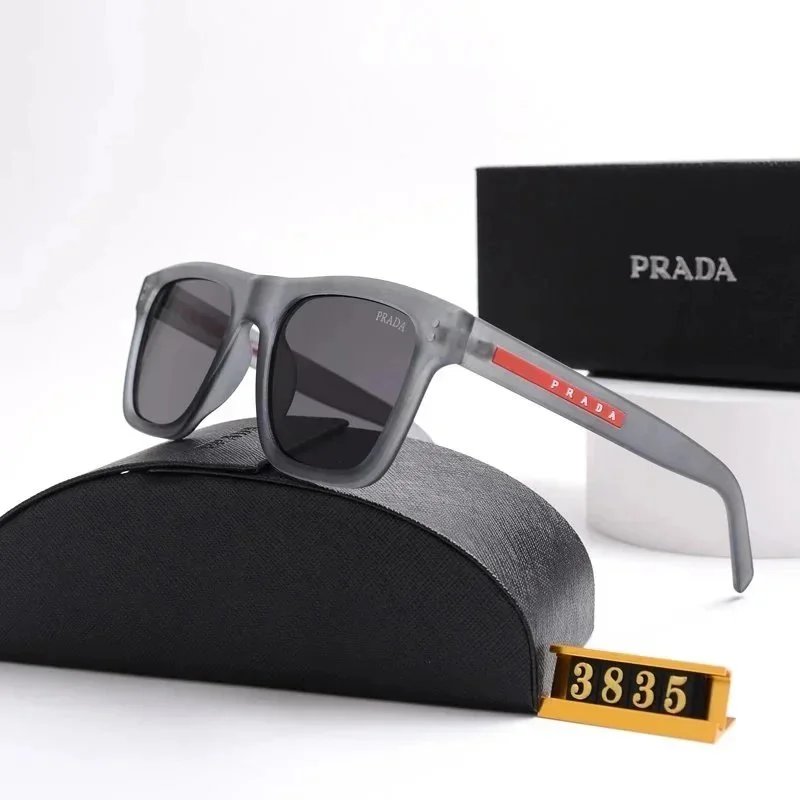 Prada Square Aviator Sunglasses Black Gold Red - 11