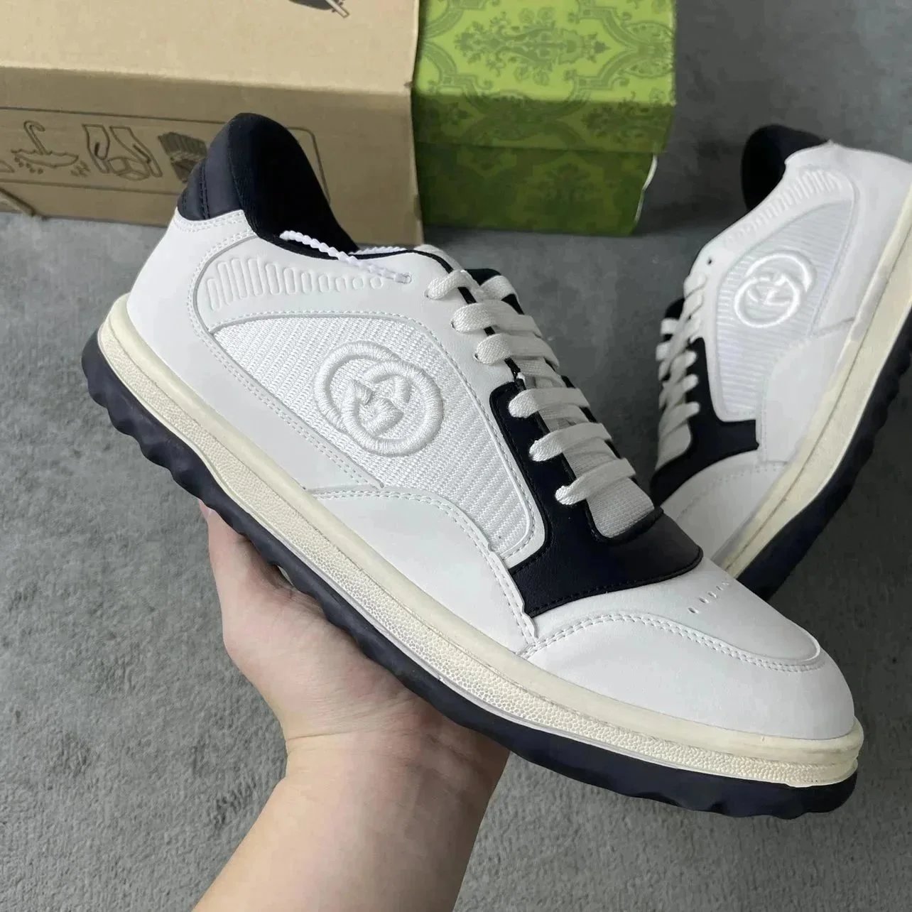 Gucci Rhyton White Leather Sneakers - 8