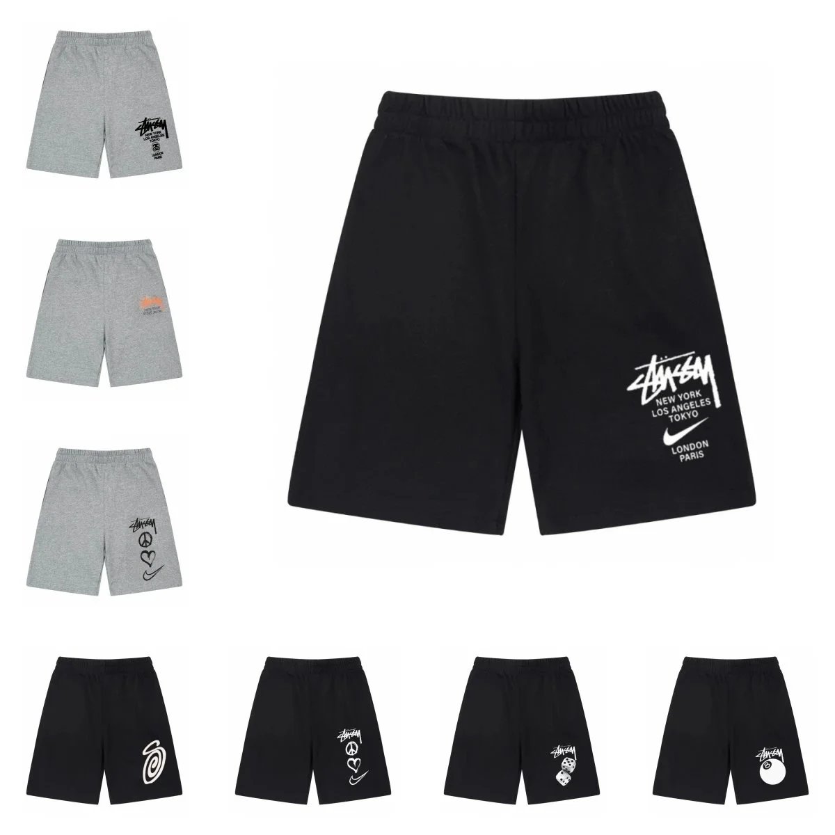 Stussy Black Elastic Waist Shorts