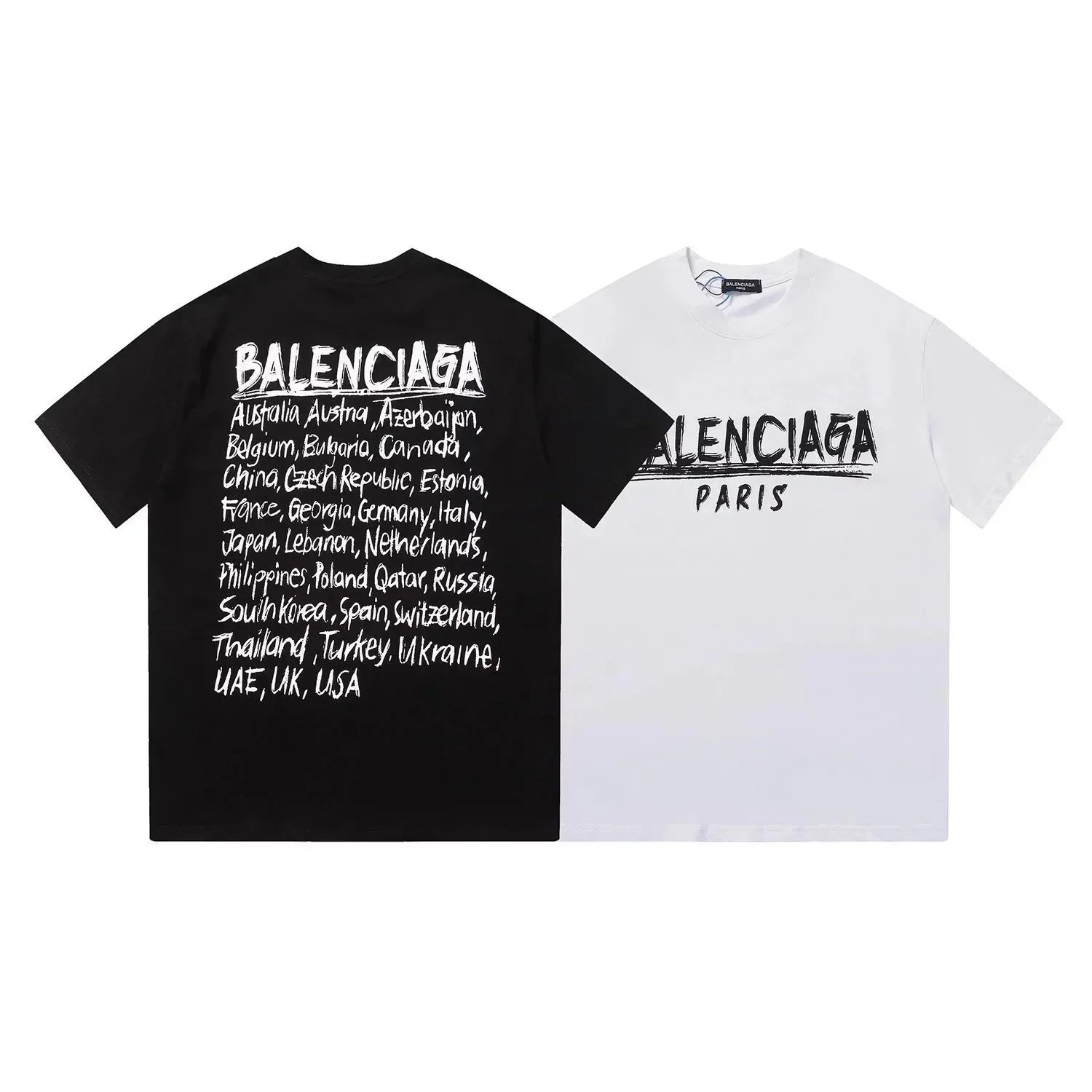Balenciaga Black and White Logo T-Shirts