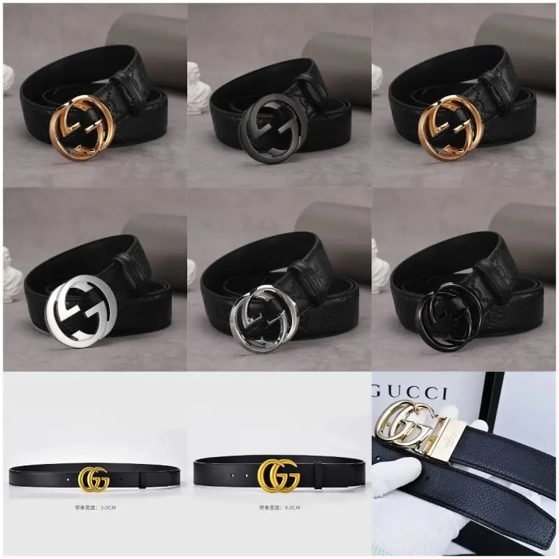 Gucci Black Leather Belt with GG Buckle