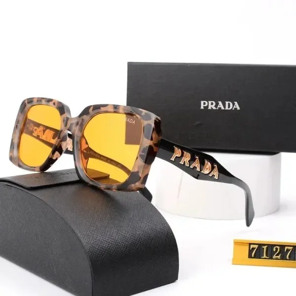 Prada Square Frame Tortoiseshell Yellow Lens Sunglasses - 1