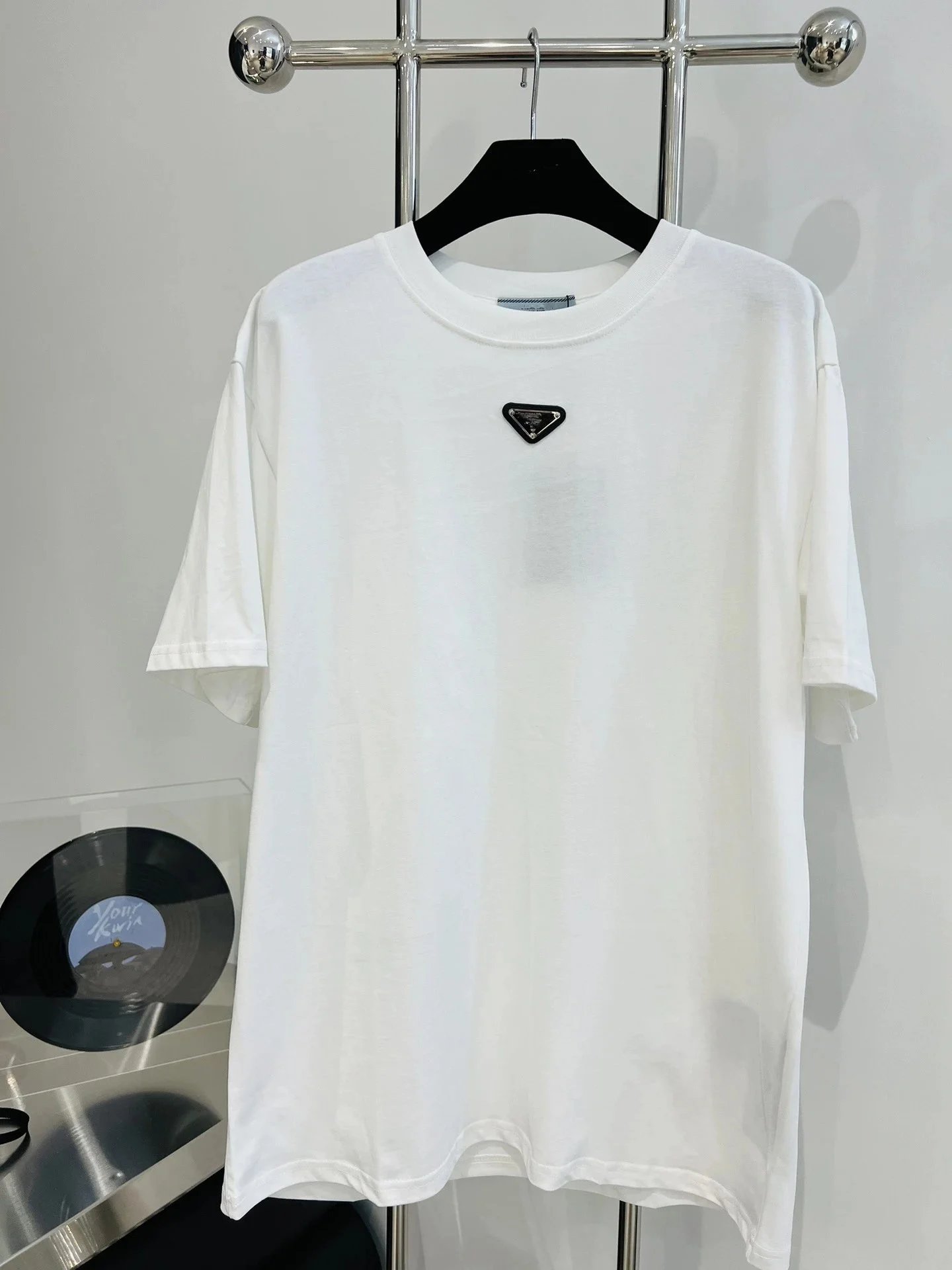 Prada Triangle Logo White T-Shirt - 11