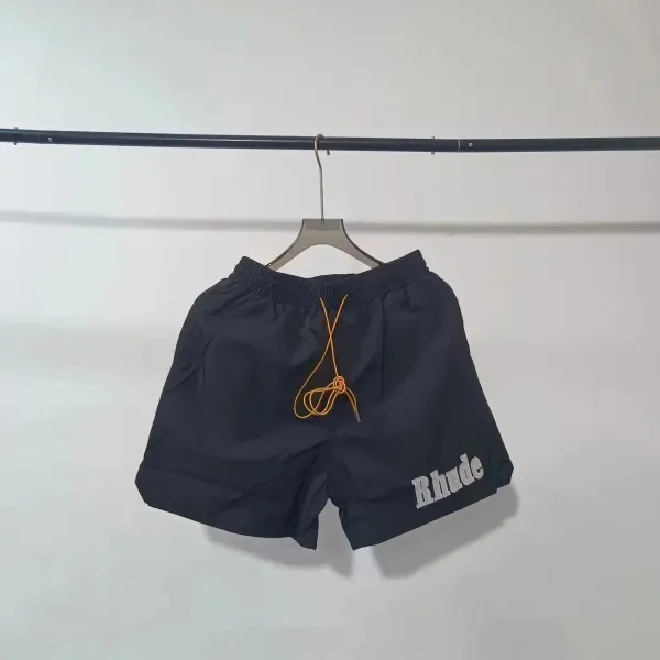 Rhude Logo Embroidered Drawstring Shorts Black - 1