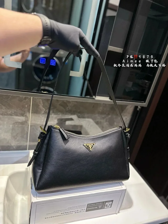 Prada Crossbody Bags Triangle-shaped bag with detachable zip pouch product detail image 9
