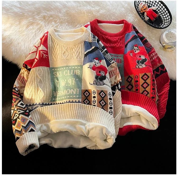 Multicolor Patchwork Ski Club Sweater - 4