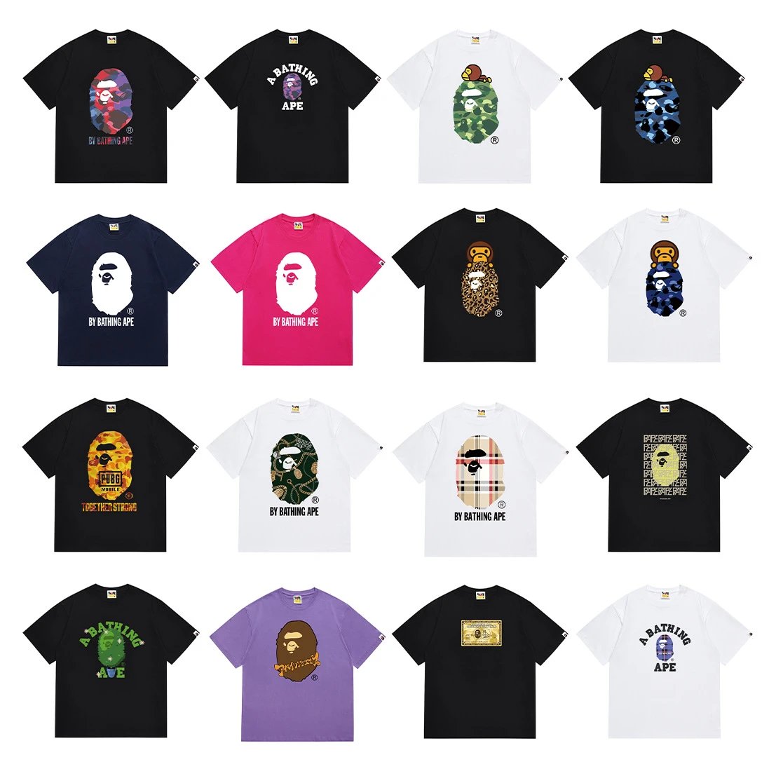 A Bathing Ape Multi Color Graphic T-Shirt Collection
