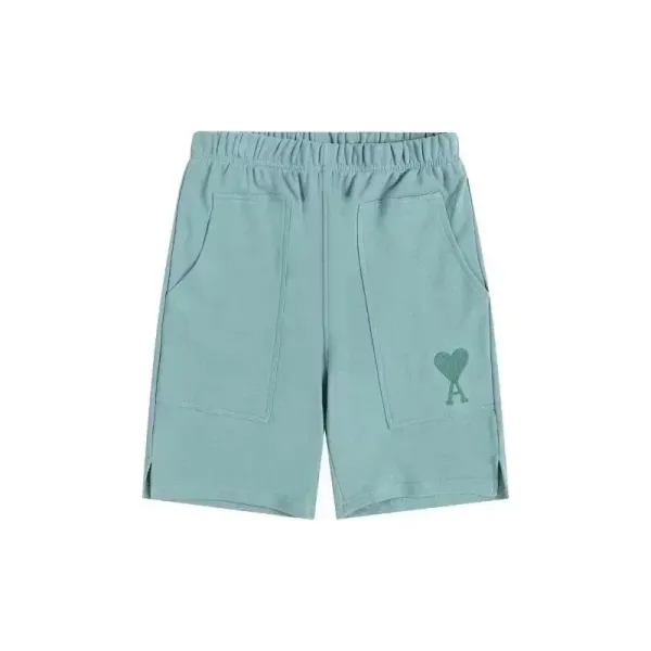 AMI Paris Heart Logo Sweat Shorts Mint Green - 1