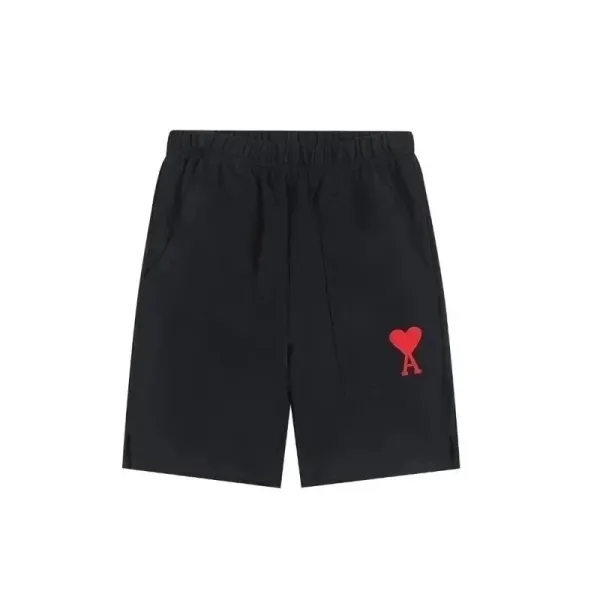 AMI Paris Heart Logo Shorts Black - 1