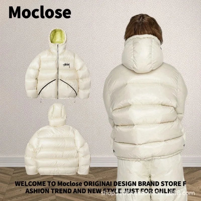 Stüssy x Moclose Puffer Jacket Off-White with Lime Green Lining Down-Jacket - 5