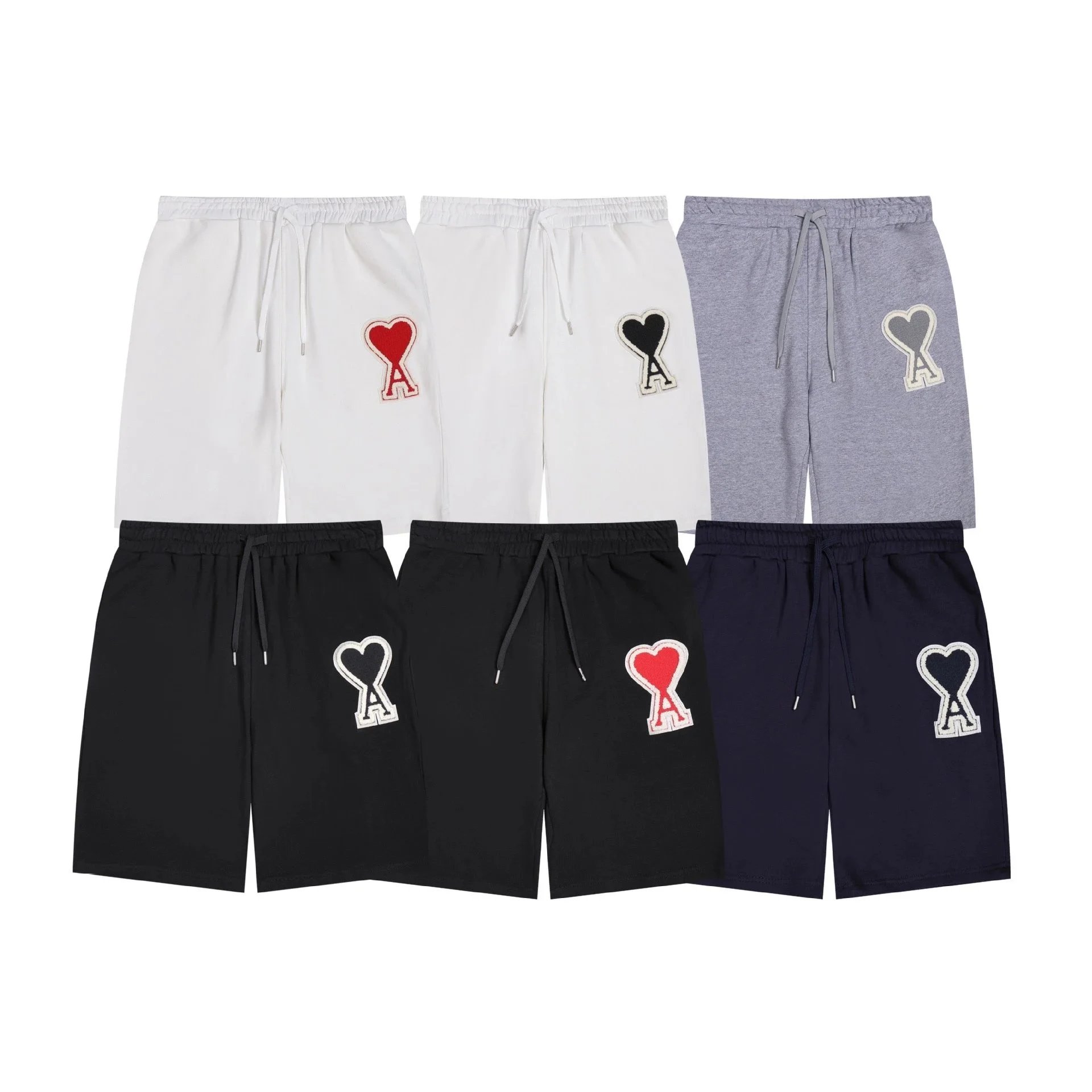AMI Paris Heart Logo Embroidered Navy Shorts - 9