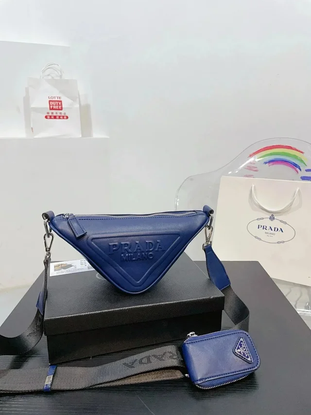 Prada Crossbody Bags Triangle-shaped bag with detachable zip pouch product detail image 5