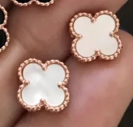 Van Cleef & Arpels Alhambra Four-Leaf Clover Earrings White Mother-of-Pearl Rose Gold - 1