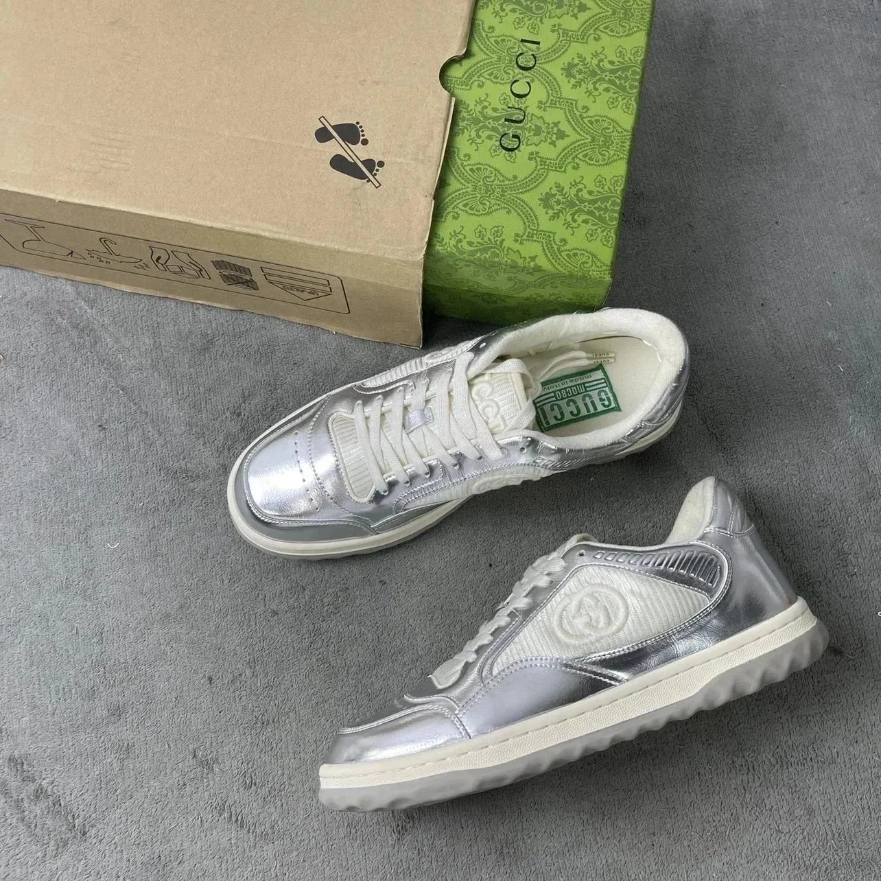 Gucci Rhyton White Leather Sneakers - 11