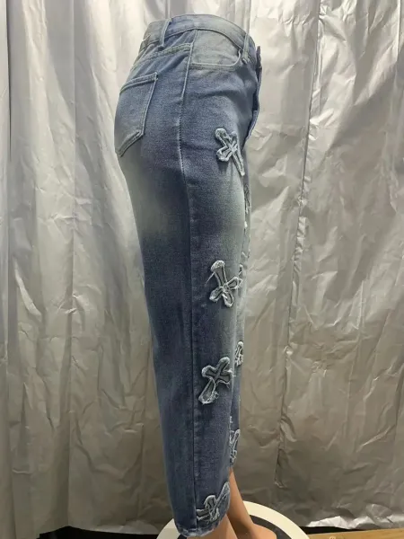 Amiri Cross-Embroidered Wide-Leg Denim Jeans - 6