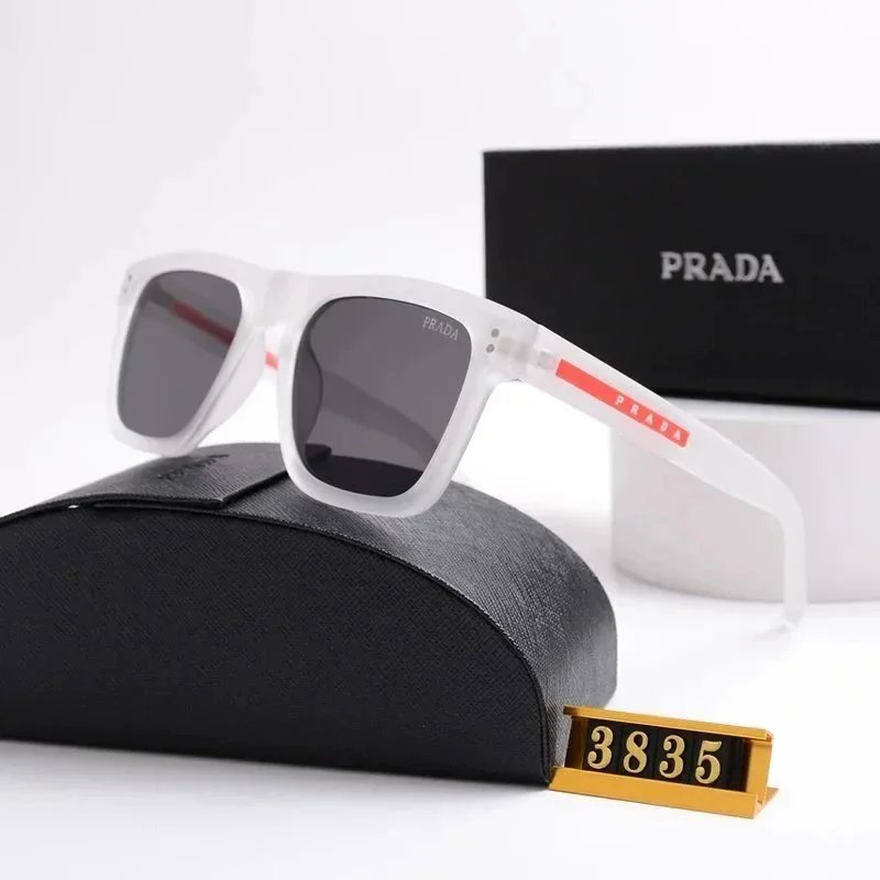 Prada Square Aviator Sunglasses Black Gold Red - 10