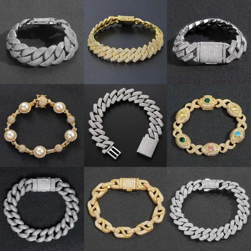 Men's Iced Out Cuban Link Bracelets in Silver and Gold